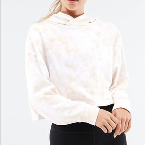 NWT Fabletics hoodie. White and tan tie dye effect